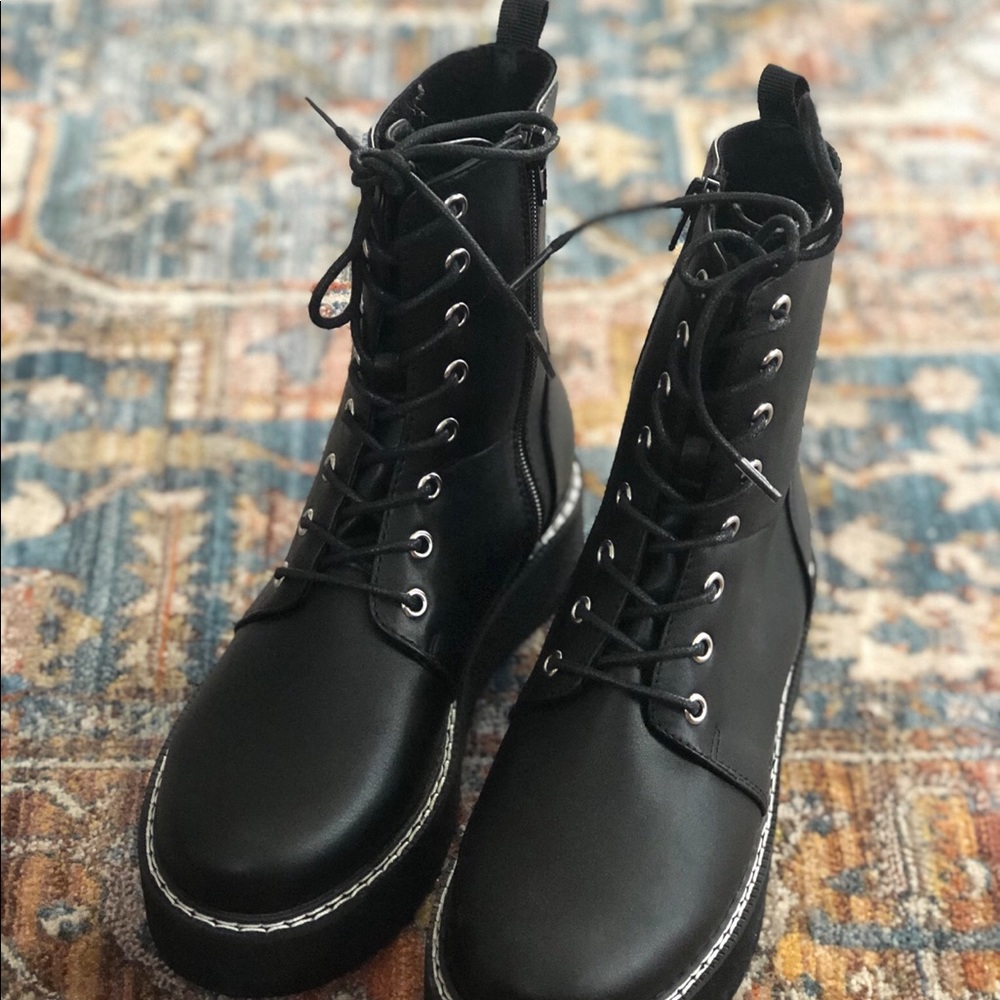 Lace Up Black Platform Boots